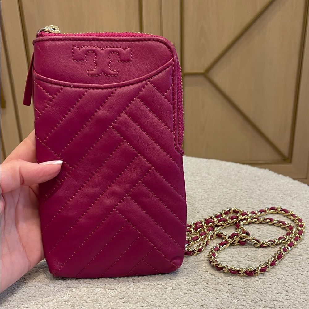 Tory Burch Fuchsia Quilted Crossbody Bag
